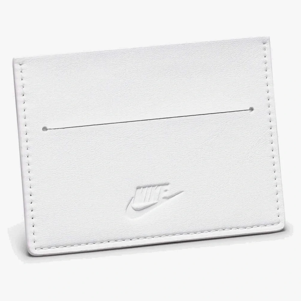 Nike Air Force 1 Unisex Slim Card Wallet White/White Leather Icon Swoosh